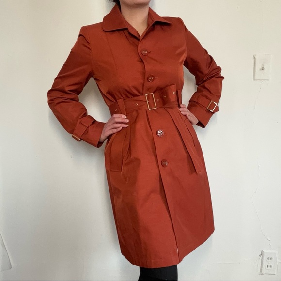 y2k Vintage Orange Trench Coat - Picture 2 of 7